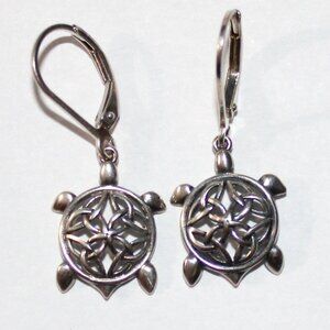 Sterling Silver Celtic Knot Turtle Earrings